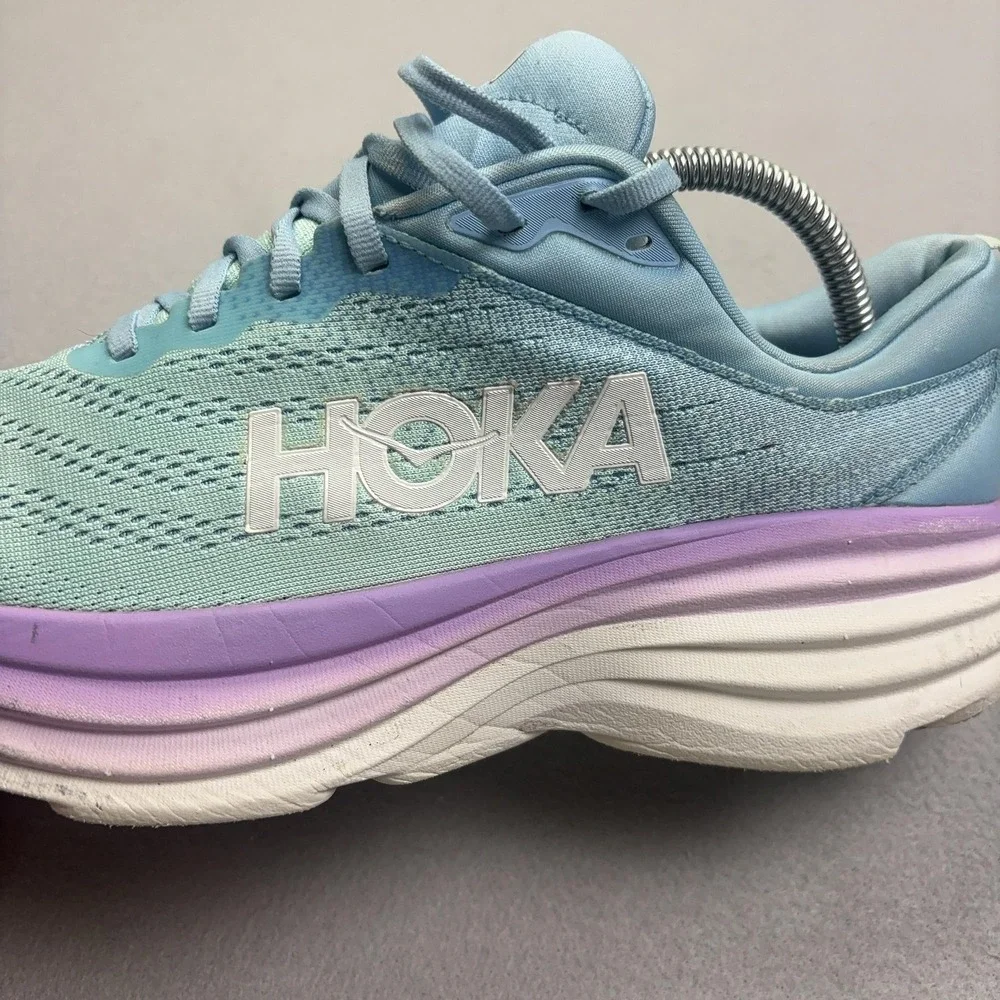 Hoka One One Bondi 8 Shoes Womens Size 10.5 Blue Running Sneakers Mesh Athletic